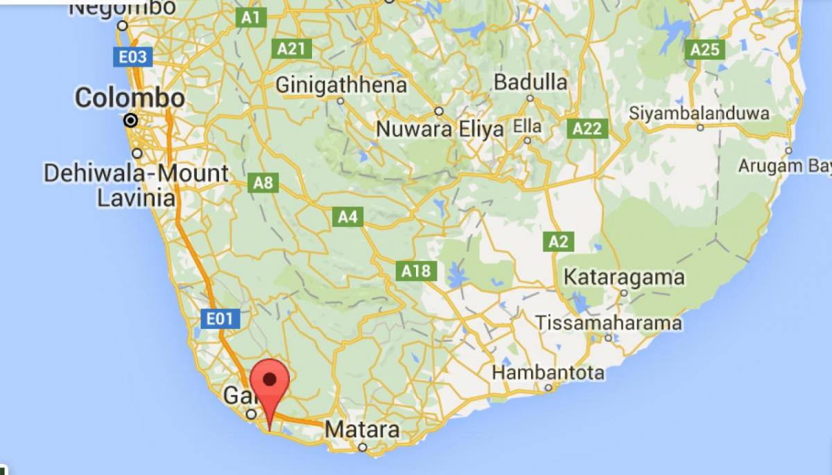  מפה של דרום מערב סרי לנקה