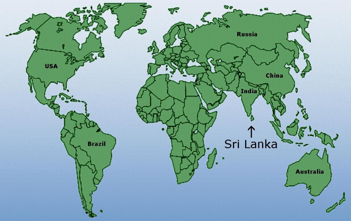 מפת העולם מראה סרי לנקה