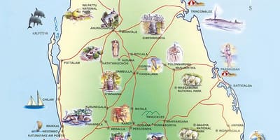 אטרקציות תיירותיות סרי לנקה מפה